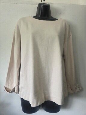 Massimo Dutti Beige Sweatshirt with Rhinestone-Embellished Cuffs